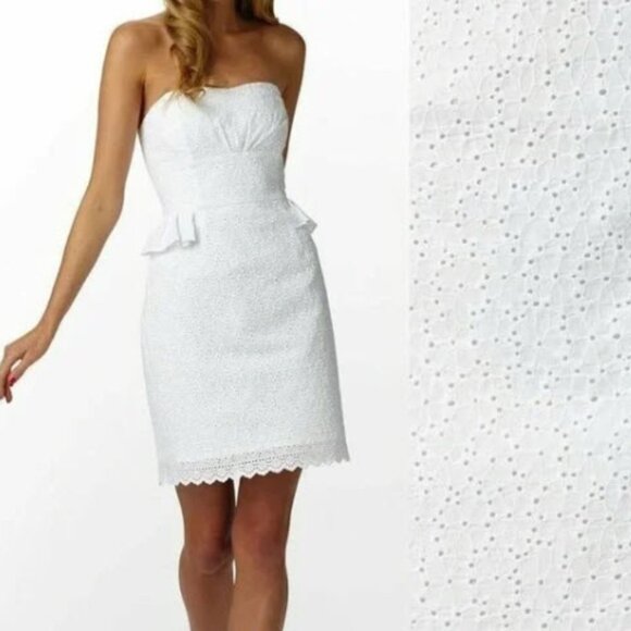 Lilly Pulitzer Maybell Resort White Sweet Daisy Eyelet Lace Strapless - Picture 1 of 8